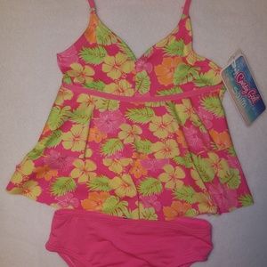 Candy Girl Swim Neon Floral Halter Bikini Swimwear
